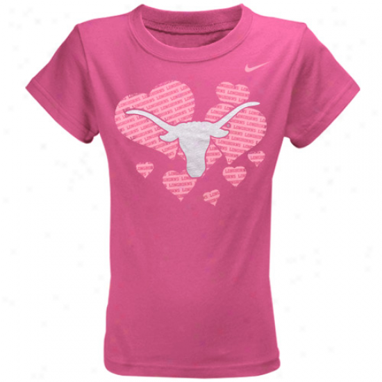 Nike Texas Longhorns Youh Girls Heart T-shirt - Pink