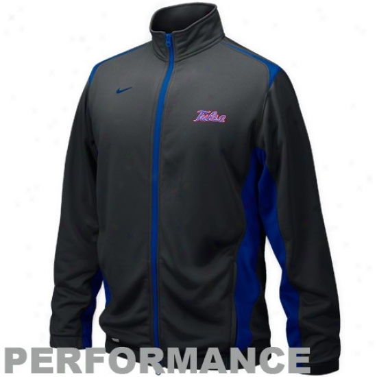 Nike Tulsa Golden Hurricane Charcoal Players Warm-up Training Performance Full Zip Jacket