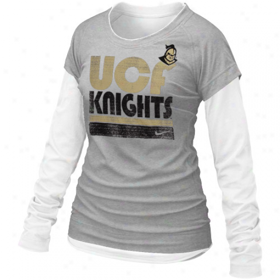 Nike Ucf Knights Ladies Sunny Day Cross Campus Fold Layer Long Sleee T-shirt - Ash
