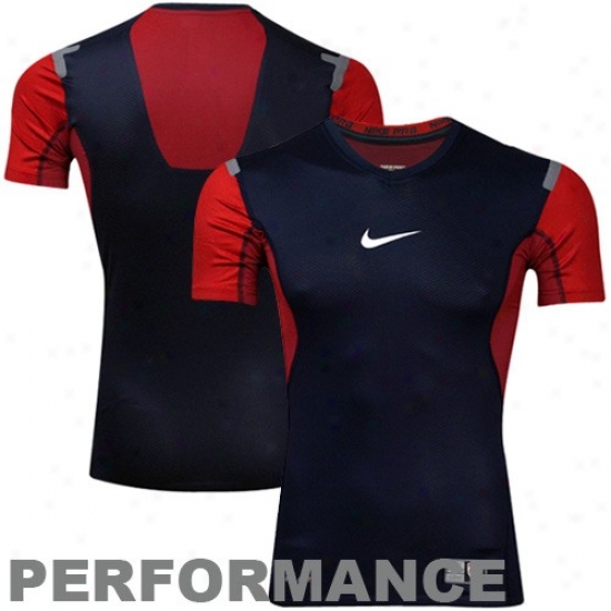 Nike Usa Navy Blue-red Pr oVapor Performance Compression Soccer Top