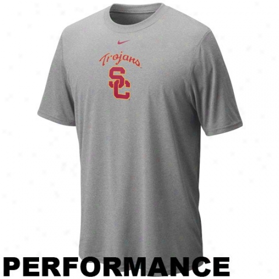 Nike Usc Trojans Ash Legend Logo Performance T-shirt