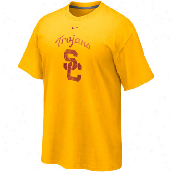 Nike Usc Trojans Gold Distressed Logo Tri-blend T-shirt