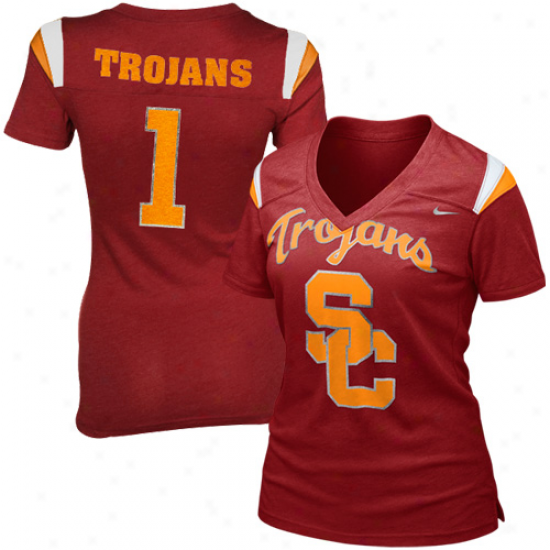 Nike Usc Trojans Ladies Replica Football Premium T-shirt - Cardinal