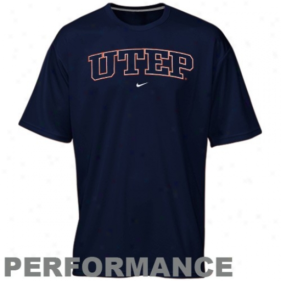 Nike Utep Miners Navy Blue Perpendicular Arch Performance T-shirt