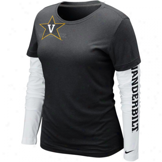 Nike Vanderbllt Commodores Ladies Cross Campus Too Double Layer Long Sleeve Premium T-shirt - Black