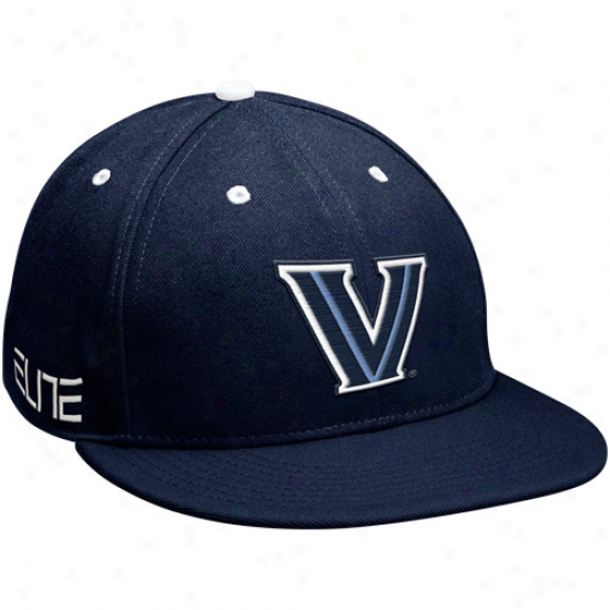 Nike Vilanova Wildcats Navy Bluw Silver Elite Basketball Performance Swoosb Flex Hat