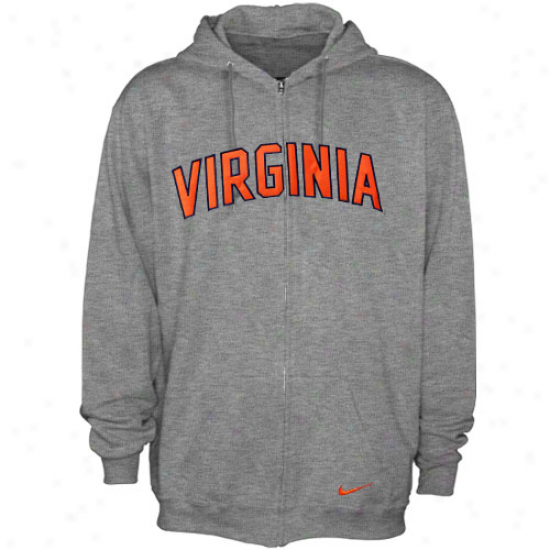 Njke Virginia Cavaliers Ash Classic Full Zip Hoodie Sweatshirt