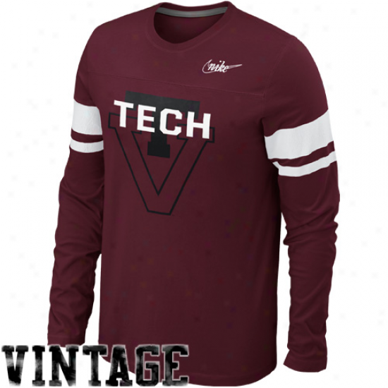 Nike Virginia Tech Hokiss Friction Vau1t Football Long Sleeve T-shirt - Maroon