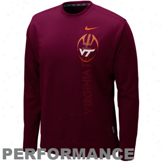 Nike Virginia Tech Hokies Maroon K.o. Perforkance Fleece Crew Saeatshirt