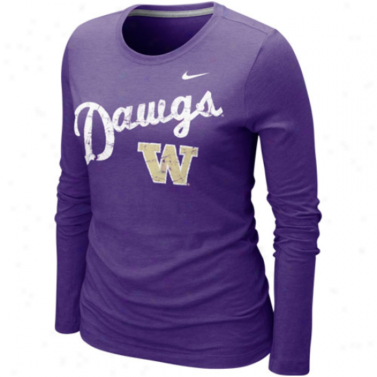 Nike Washington Huskies Ladies Angler Tri-blend Long Sleeve T-shirt - Purple