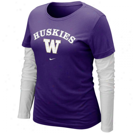 Nike Washington Huskies Ladies Cross Campus Double Layer Long Sleeve T-shirt - Purple