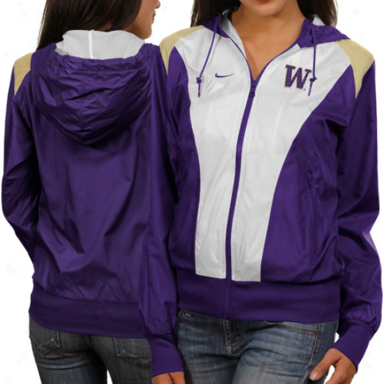 Nike Washington Huskies Ladies White-pufple Sprint Full Zip Hoodie Jacket