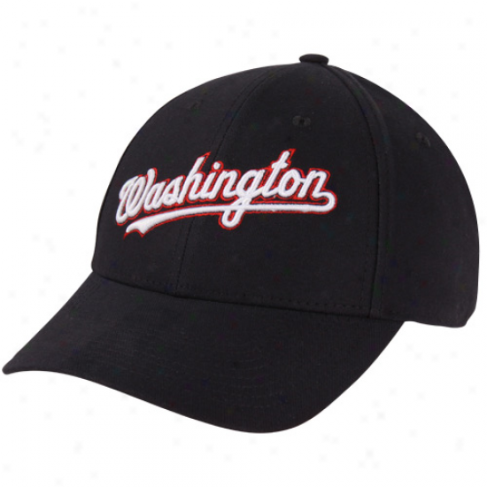 Nike Washkngton Nationals Wordmark Swoosh Flex Hat - Navy Blue