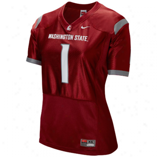 Nike Washington State Cougars #1 Women's Replica Football Jersey - Crimson