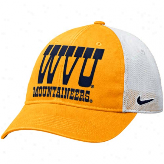 Nike West Virginia Mountaineers Heritage 86 Relaxed Adjustable Hat - Gold-white