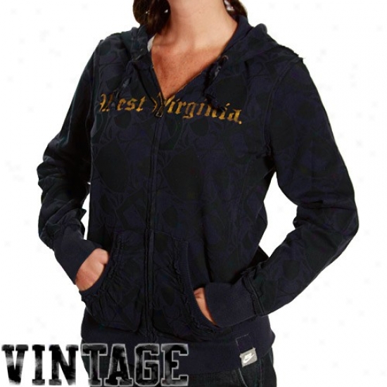 Nike West Virginia Mountaineers Laadies Navy Azure All Over Me Full Zip Vintage Hoody