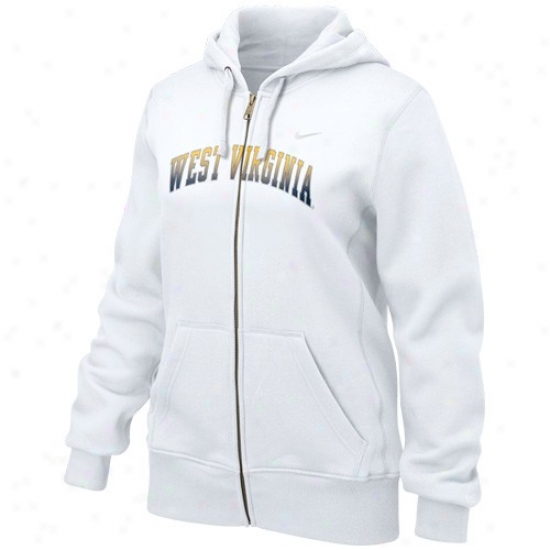 Nike West Vrginia Mountaineers Ladies White Seasonal Full Zip Hoody Sweatshirt