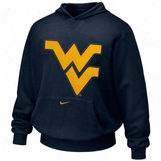 Nike West Virginia Mounyaineers Navy Blue Classic Logo Hoody Sweatshirt