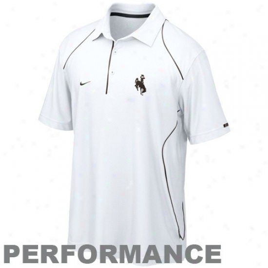 Nike Wyoming Cowboys White Clasp Add to the number Performance Polo