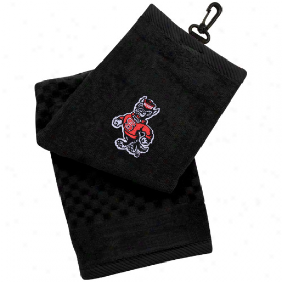 Northerly Carolina State Wolfpack Black Embroidered Team Logo Tri-ofld Towel