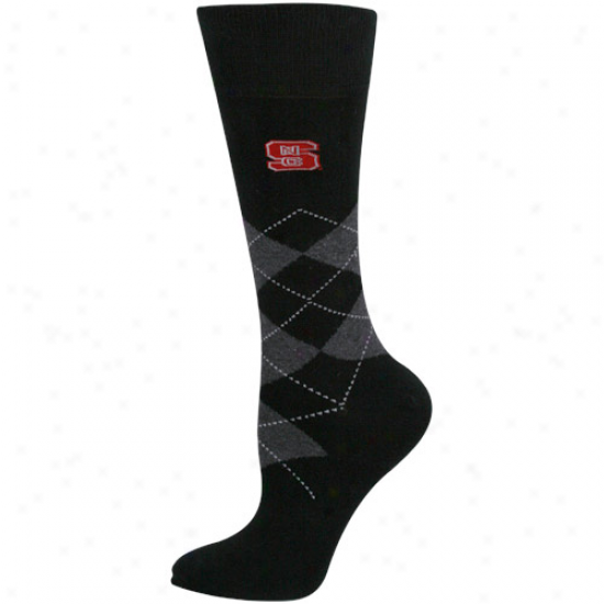 North Carolina State Wolfpack Ladies Black Argyle Tall Socks