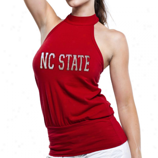 North Carolina State Wolfpack Ladies Red Bloused Premium Halter Top
