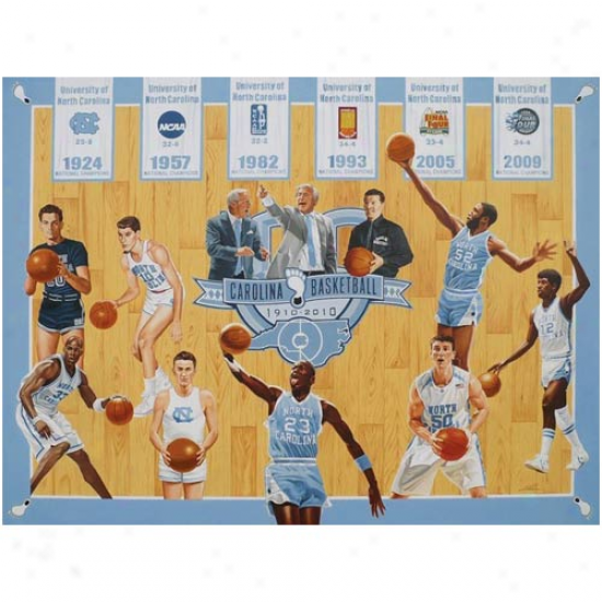 North Carolina Tar Heels (unc) 15'' X 20'' Tribute To 100 Years Of Basketball Photographic Print