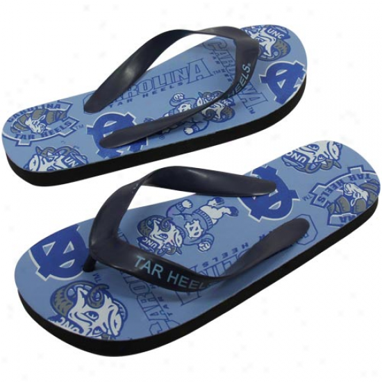 North Carolina Sailor Heels (unc) Ladies Carolina Blue Team Print Flip Flops