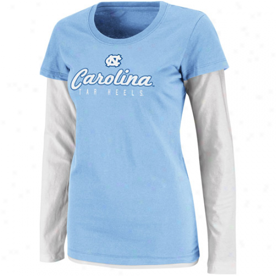 North Carolina Tar Heels (unc) Ladies Fiesta Double Layer Long Sleeve T-shirt - Carolina Blue