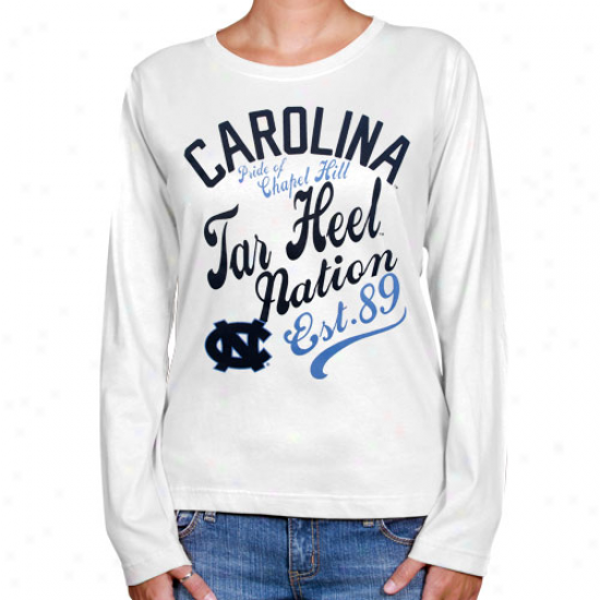 Northerly Caroina Tar Heels (unc) Ladies Splashy Long Sleeve T-shirt - White