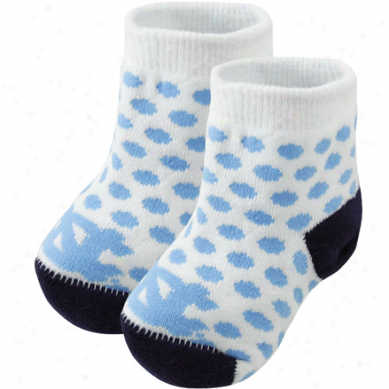 Northh Carolina Tar Heels (unc) Newborn White-carolina Blur Polka Dot Bootie Socks