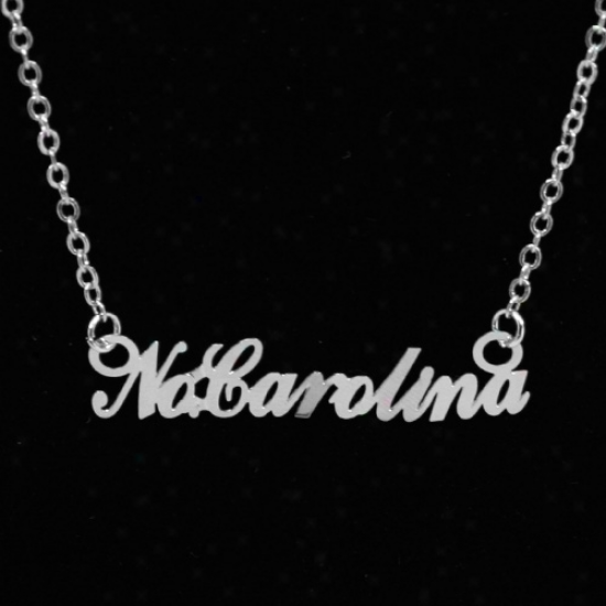 North Carolina Tar Heels (unc) Silver Script Necklace