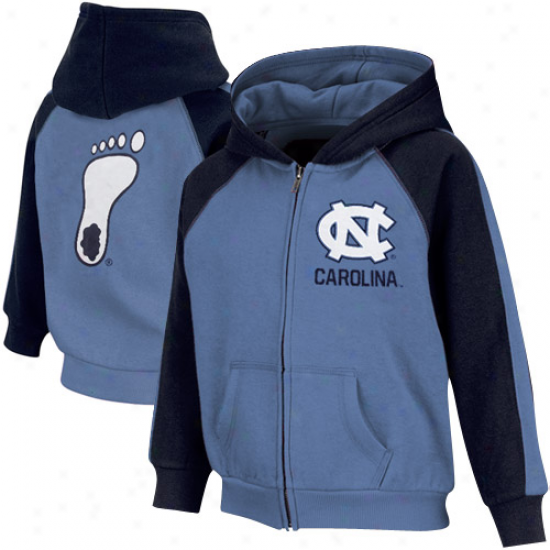 North Carolina Tar Heels (unc) Toddler Snap Full Zip Hoodie - Carolina Blue-navy Blue