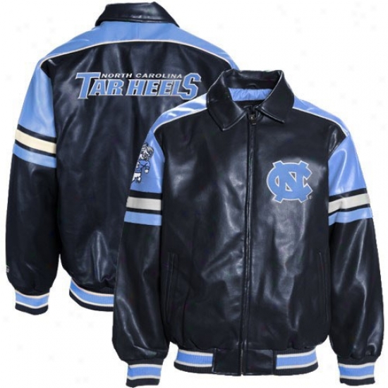 North Carolina Tar Heels (unc) Youth Navy Blue Varsity Full Zip Pleather Jerkin