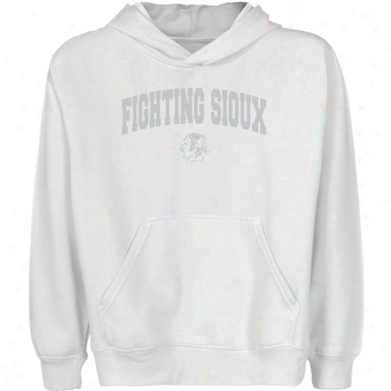 North Dakota Fighting Sioux Youth White Logo Arch Pullover Hoody