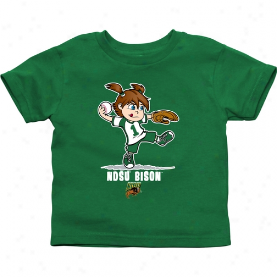 North Dakota Stafe Bison Todrler Girls Softball T-shirt - Green