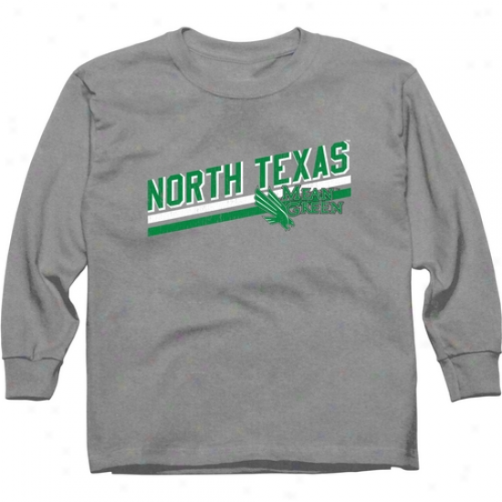 North Texas Mean Green Youth Rising Bar Long Sleev eT-shirt - Ash