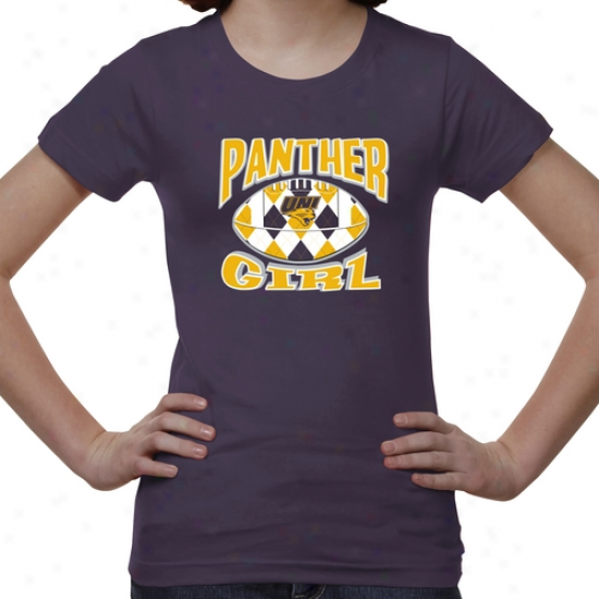 Northern Iowa Panthers Youth Argyle Girl T-shirt - Purple