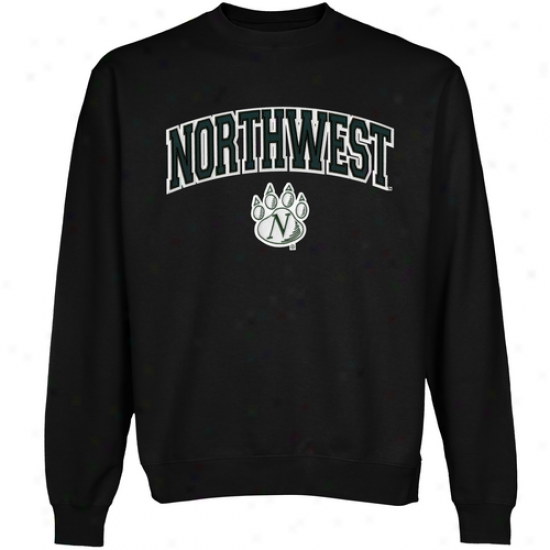 Northwest Missouri State Bearcats Logo Arch Applique Crew Neck Fleece Sweatshirt - Black