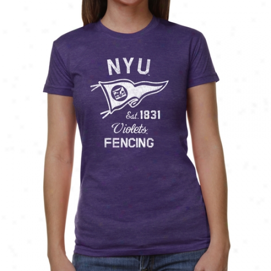 Nyu Violets Ladies Pennant Sport Junior's Tri-blend T-shirt - Purple