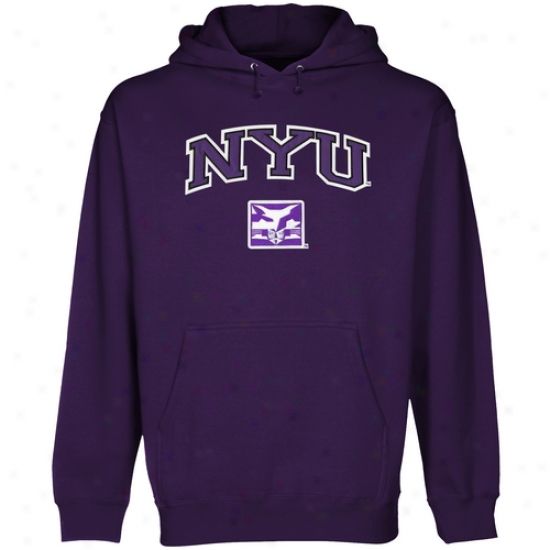 Nyu Violets Logo Vault Applique Pullover Hoodie - Purple