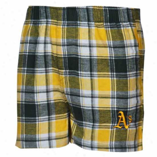 Oakland Athletics Green-gold Plaid Legend Flannel Boxer Shorts