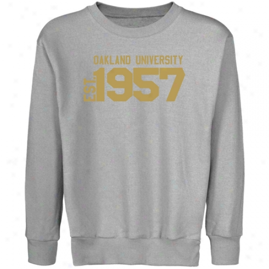 Oakland Golden Grizzlies Youth Steel Est. Date Crew Neck Fleece Sweatshirt