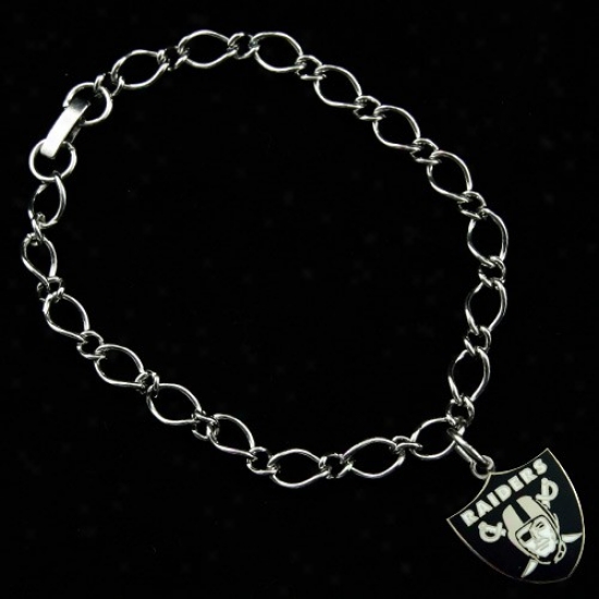 Oakland Raiders Ladies Silver-tone Charm Bracelet