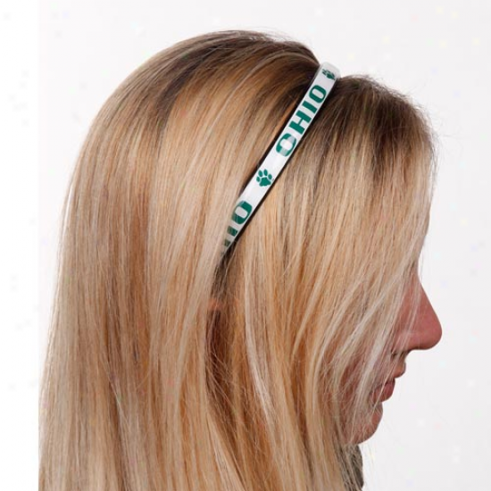 Ohio Bobcats Ladies White Domed Headband