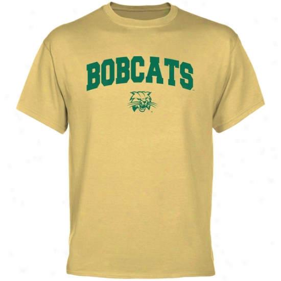 Ohio Bobcats Light Gold Logo Curve T-shirt