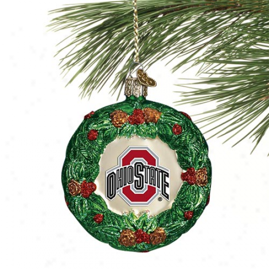 Ohio State Buckeyes 3.25'' Glass Wreath Ornament