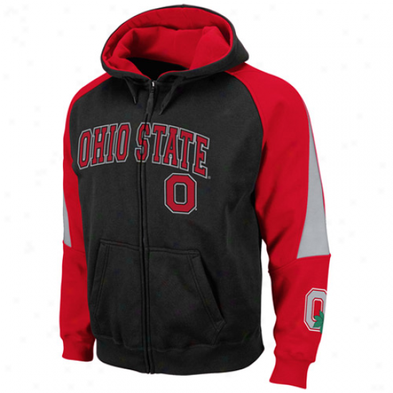 Ohio State Buckeyes Black-scarlet Playmaker Full Zip Hoodie Sweatshirt