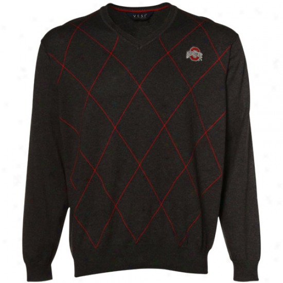 Ohio State Buckeyes Charcoal Argyle V-neck Sweater