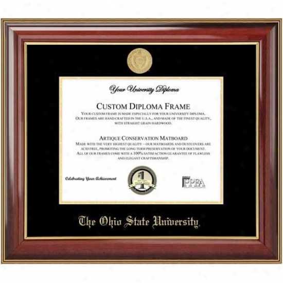 Ohio State Buckeyes Elegant Mahogany Gold Trim Medalllion Diploma Frame